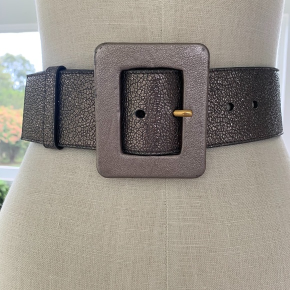 Yves Saint Laurent Gold Sparkly Wide Leather Belt main image 8
